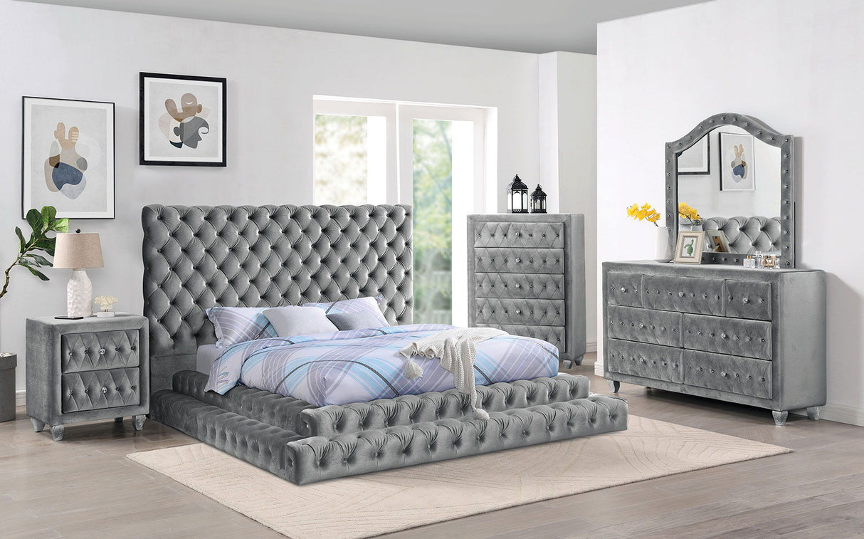 Stefania - Eastern King Bed - Gray - Home Elegance USA