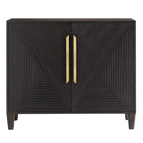Arteriors Hendrix Cabinet in Ebony Oak & Antique Brass with Geometric Motif
