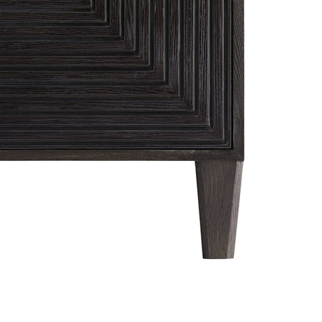 Arteriors Hendrix Cabinet in Ebony Oak & Antique Brass with Geometric Motif