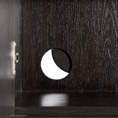 Arteriors Hendrix Cabinet in Ebony Oak & Antique Brass with Geometric Motif