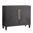 Arteriors Hendrix Cabinet in Ebony Oak & Antique Brass with Geometric Motif