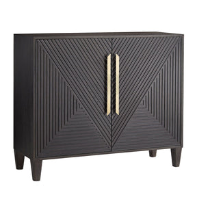 Arteriors Hendrix Cabinet in Ebony Oak & Antique Brass with Geometric Motif