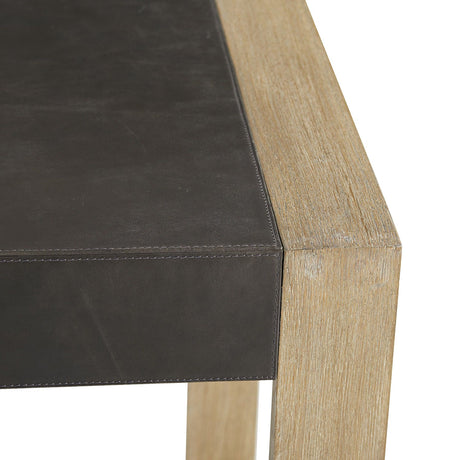 Arteriors Honour Smoke Desk in Graphite Leather & Smoke Oak