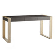 Arteriors Honour Smoke Desk in Graphite Leather & Smoke Oak