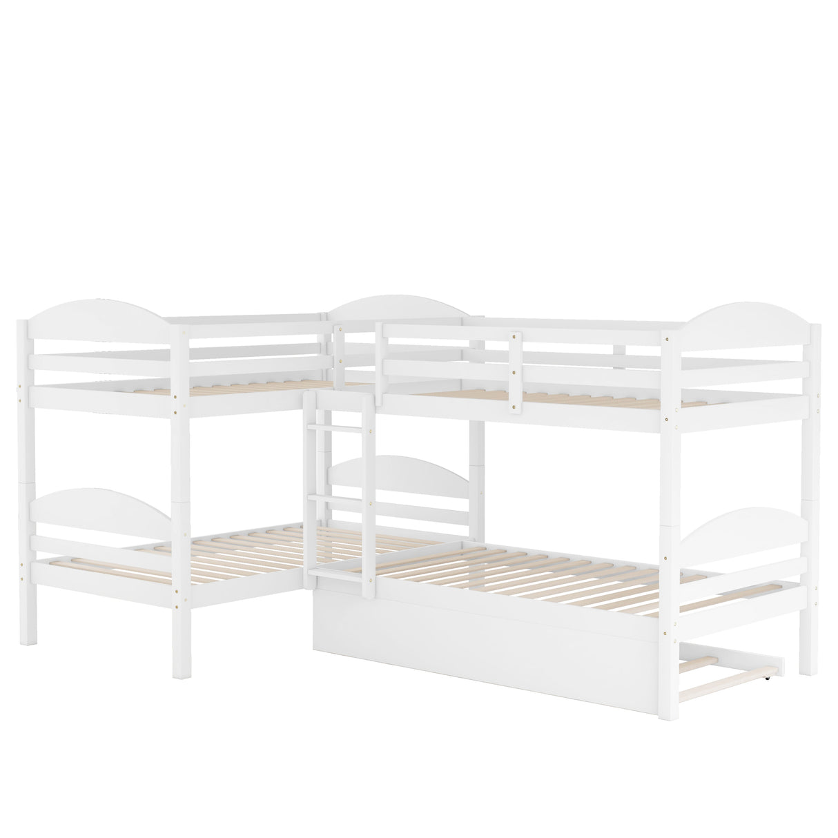 Twin L-Shaped Bunk bed with Trundle-White（OLD SKU:LP000024AAK) - Home Elegance USA