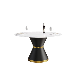 53.15"Modern artificial stone round black carbon steel base dining table - can accommodate 6 people - W1535S00003 - image - 9