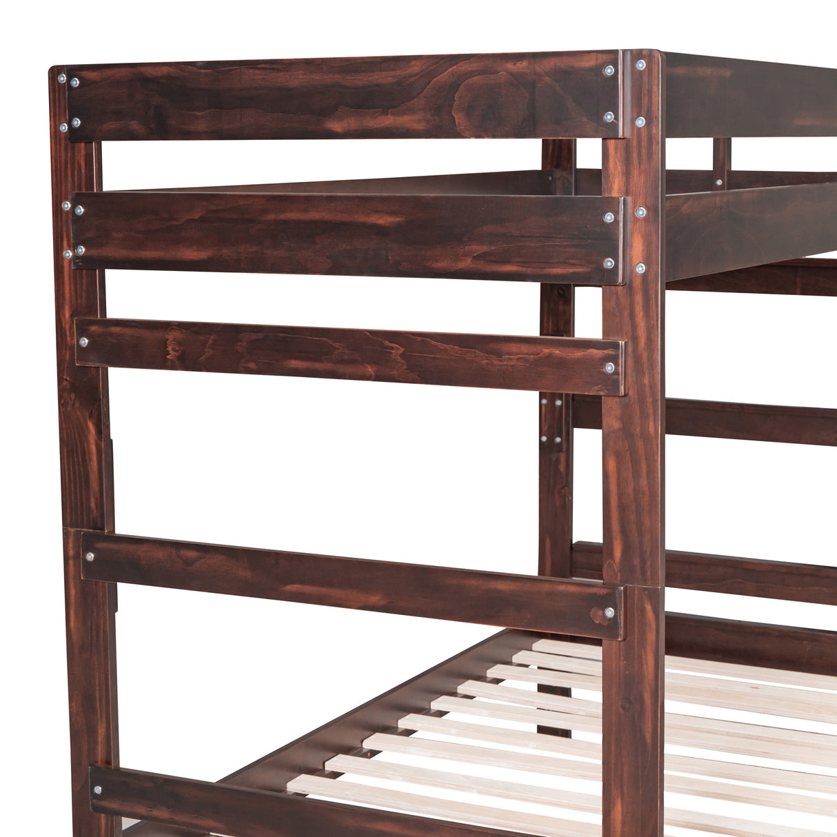 Twin over Full Wood Bunk Bed with 2 Drawers, Espresso - Home Elegance USA