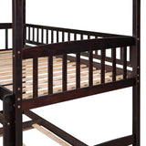 Twin Over Twin Bunk Bed with Slide, House Bed with Slide, Espresso(OLD SKU: LT000214AAP) - Home Elegance USA
