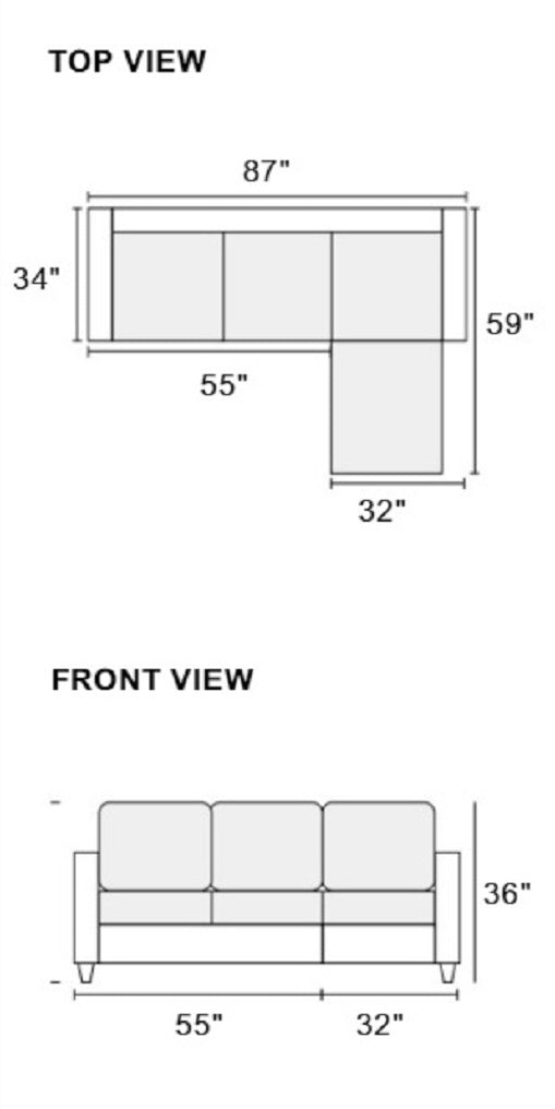 Living Room Corner Sectional Blue Grey Polyfiber Chaise sofa Reversible Sectional - Home Elegance USA