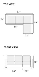 Living Room Corner Sectional Blue Grey Polyfiber Chaise sofa Reversible Sectional - Home Elegance USA