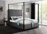 Meridian Furniture - Jax Velvet Queen Bed In Grey - Jaxgrey-Q