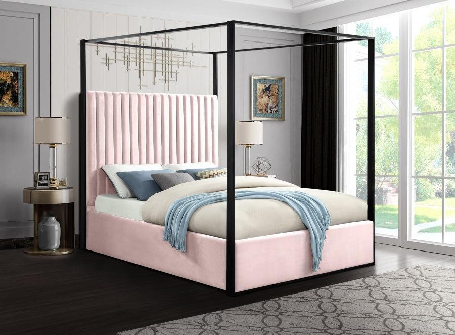 Meridian Furniture - Jax Velvet King Bed In Pink - Jaxpink-K