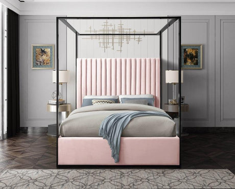 Meridian Furniture - Jax Velvet King Bed In Pink - Jaxpink-K