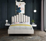 Meridian Furniture - Lily Velvet King Bed In Cream - Lilycream-K