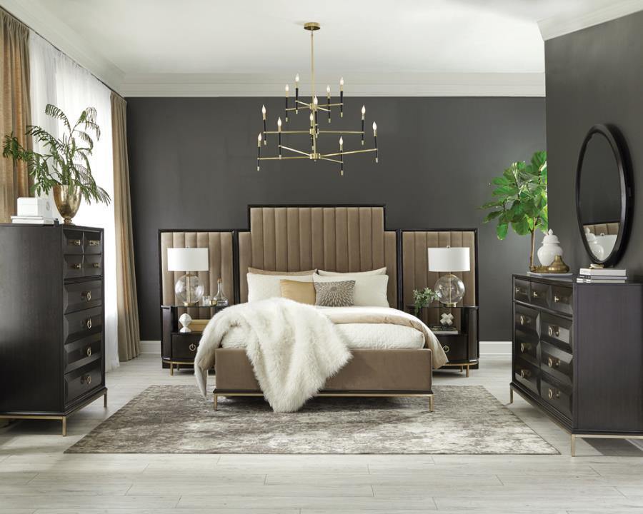 Formosa - 5 Piece Queen Platform Bedroom Set With Oval Nightstand - Camel - Home Elegance USA