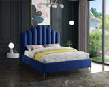 Meridian Furniture - Lily Velvet King Bed In Navy - Lilynavy-K