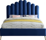 Meridian Furniture - Lily Velvet Queen Bed In Navy - Lilynavy-Q