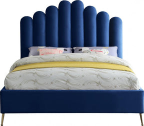 Lily Velvet Queen Bed In Navy - Lilynavy-Q | Meridian