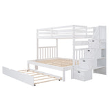 Twin over Twin/Full Bunk Bed with Twin Size Trundle (White)(OLD SKU :LP000025AAK) - Home Elegance USA