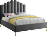 Meridian Furniture - Lily Velvet King Bed In Grey - Lilygrey-K