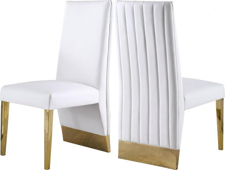 Meridian Furniture - Porsha Faux Leather Dining Chair Set Of 2 In White - 749White-C