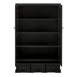 Storage Cabinet with Tempered Glass Doors Curio Cabinet with Adjustable Shelf Display Cabinet with Triple Drawers,Black Home Elegance USA