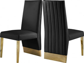 Porsha Faux Leather Dining Chair Set Of 2 In Black - 749Black-C | Meridian