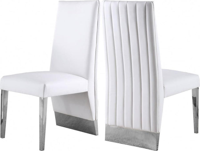 Meridian Furniture - Porsha Faux Leather Dining Chair Set Of 2 In White - 750White-C