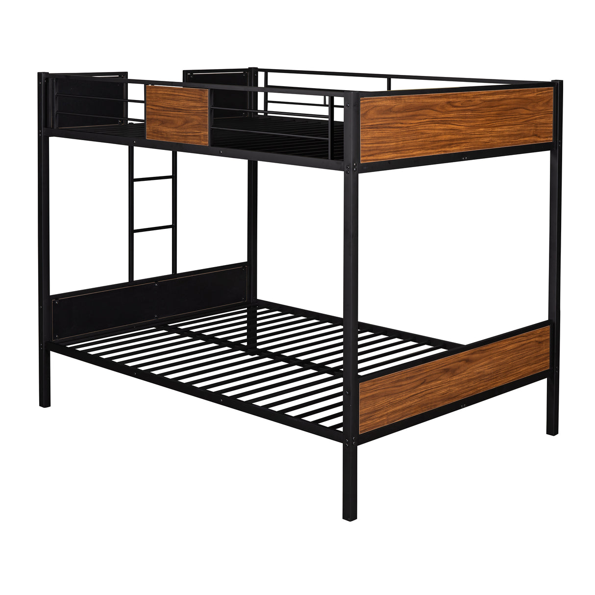 Full-over-full bunk bed modern style steel frame bunk bed with safety rail, built-in ladder for bedroom, dorm, boys, girls, adults(OLD SKU: MF190840AAD) - Home Elegance USA