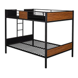 Full-over-full bunk bed modern style steel frame bunk bed with safety rail, built-in ladder for bedroom, dorm, boys, girls, adults(OLD SKU: MF190840AAD) - Home Elegance USA