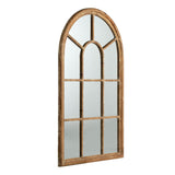 34x54.3" Large Arched Accent Mirror with Brown Frame with Decorative Window Look Classic Architecture Style Solid Fir Wood Interior Decor - Home Elegance USA