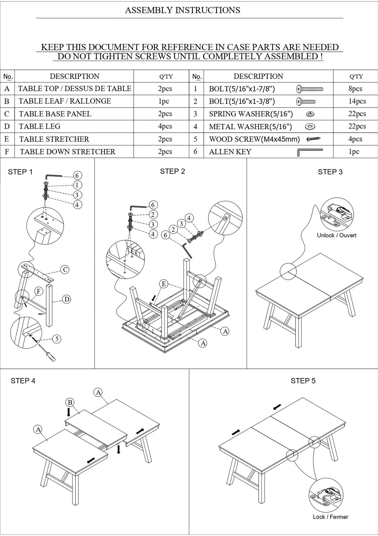 Dining Room Furniture 6pc Dining Set Table w Leaf And 4x Side Chairs 1x Bench Gray Fabric Cushion Seat White Clean Lines Wooden Table Top | Home Elegance USA