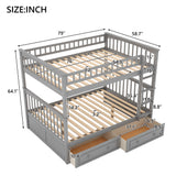 Full over Full Bunk Bed with Drawers, Convertible Beds, Gray(OLD SKU:SM000241AAE) - Home Elegance USA