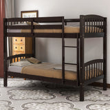 Twin Over Twin Bunk Bed with Ladder,Espresso ( OLD SKU: LP000066AAP) - Home Elegance USA