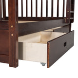 Full-Over-Full Bunk Bed with Ladders and Two Storage Drawers (Espresso) - Home Elegance USA