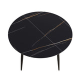 53.15 " modern artificial stone black round dining table with black metal legs - can accommodate 6 people. - W1535S00213 - image - 8