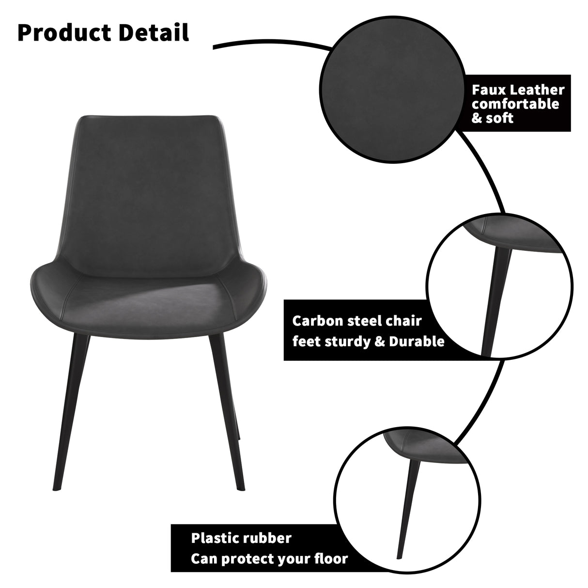 Modern Dining Chair Living Room Black Metal Leg Dining Chair-Grey-4pcs/ctn - Home Elegance USA