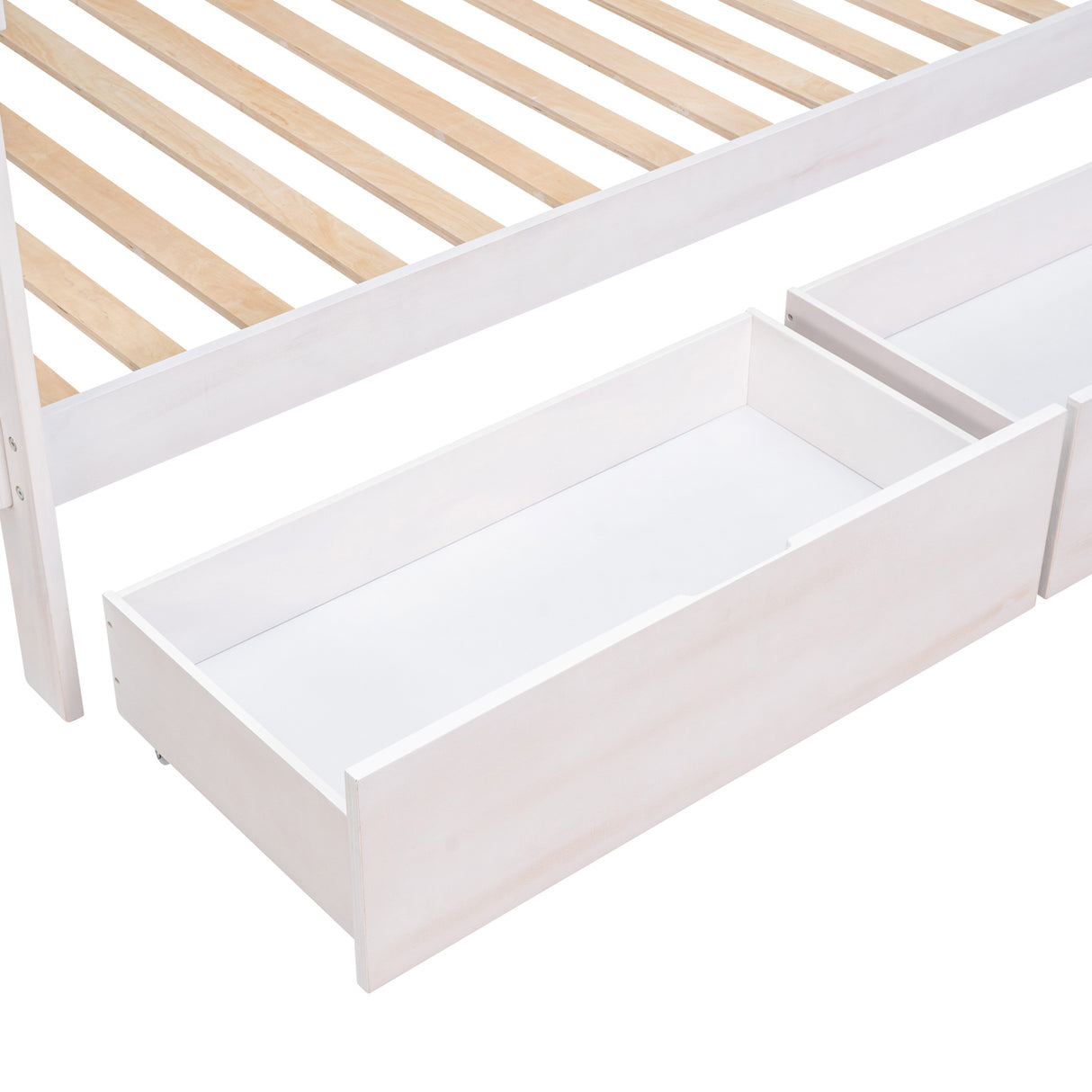 Full over Full Wood Bunk Bed with 2 Drawers, White - Home Elegance USA