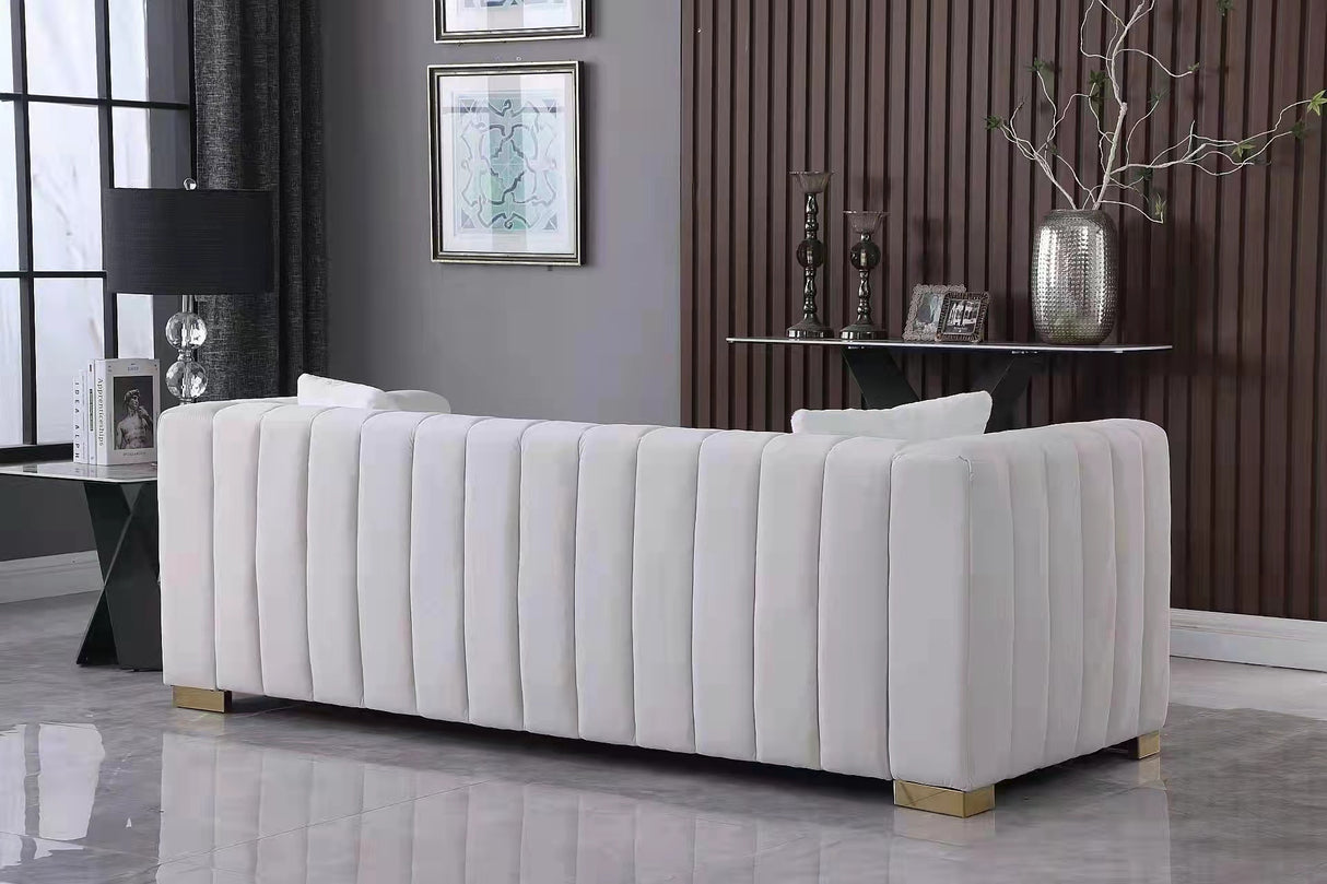 A modern channel sofa take on a traditional Chesterfield,White color,3 seater - W1099S00015 - image - 2