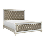 Glamorous Style Champagne Finish Queen Bed 1pc Upholstered Headboard Footboard Arcylic Crystals Trim Tufting Modern Bedroom Furniture - Home Elegance USA