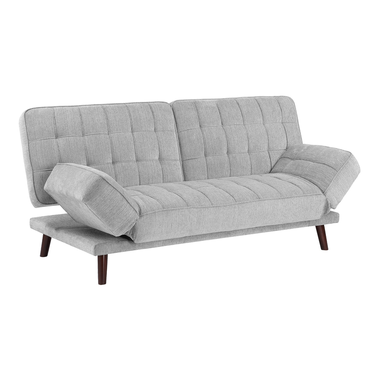 Elegant Three-in-One Lounger Sofa Sleeper Silver-Gray Chenille Fabric Upholstered Attached Cushions Adjustable Arms Casual Living Room Furniture - Home Elegance USA