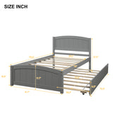 Twin size Platform Bed with Trundle, Gray - Home Elegance USA