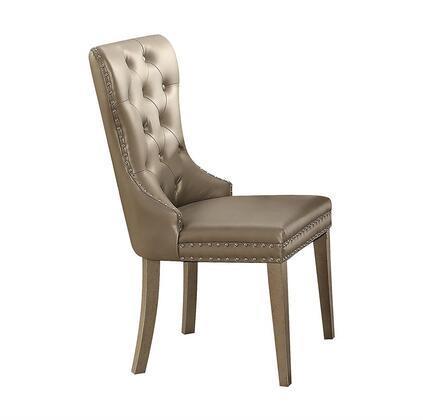 ACME Kacela Side Chair (Set-2) in PU & Champagne 72157 - Home Elegance USA