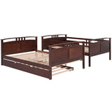 Full-Over-Full Bunk Bed with Twin size Trundle , Separable Bunk Bed for Bedroom - Espresso - Home Elegance USA