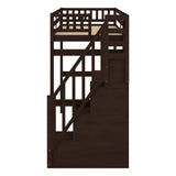 Twin Size Loft Bed with Storage Staircase and Built-in Desk, Espresso (Old SKU:GX000903AAP) - Home Elegance USA