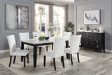 ACME Hussein DINING TABLE W/MARBLE TOP Marble Top & Black Finish DN01446 - Home Elegance USA
