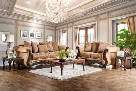 Nicanor - Sofa & Loveseat - Tan / Gold - Home Elegance USA