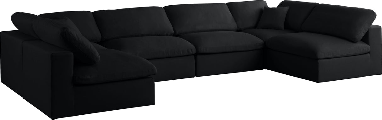 Plush - Cloud Modular Sectional 6 Piece - Black - Fabric - Modern & Contemporary - Home Elegance USA