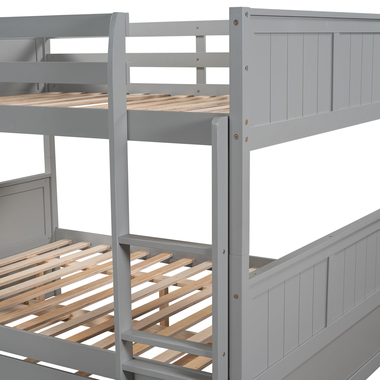Full Over Full Bunk Bed with Twin Size Trundle, Gray ( old sku: LP000150AAE ) - Home Elegance USA