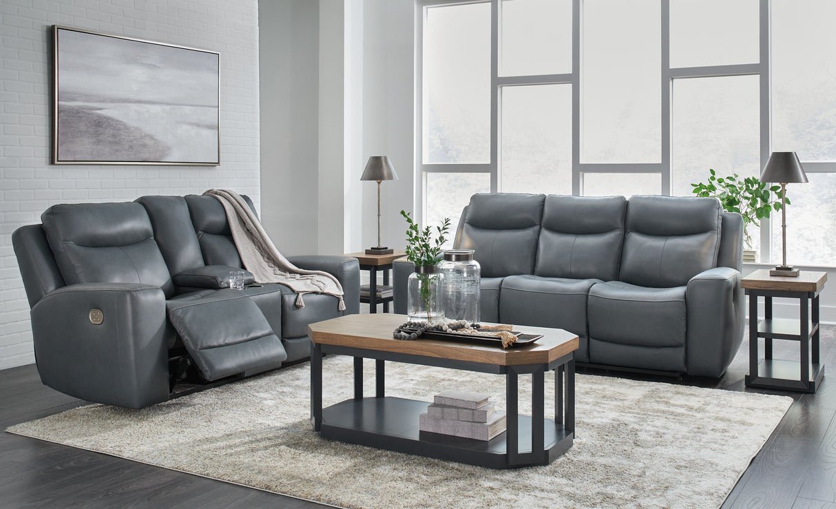 Mindanao - Steel - 2 Pc. - Power Reclining Sofa, Power Reclining Loveseat With Console - Home Elegance USA